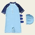 thumbnail image 4 of Gubotare Baby Boy Bathing Suit Toddler Baby Boy One Piece Swimsuit Zipper Short Sleeve Rash Guard Swimwear Bathing Suit with Hat 1T 2T (Navy,1-2 Years), 4 of 5