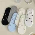 thumbnail image 7 of 5 Pairs Women's Bow Pattern Low Cut No Show Socks Breathable Mesh Knit Anti-Slip Design Multiple Color Options - 5 pairs-A, 7 of 7
