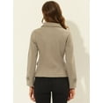 thumbnail image 4 of INSPIRE CHIC Caban Court d'Hiver pour Femme à Revers Cranté en V, Double Boutonnage, Brun Clair, TP, 4 of 6