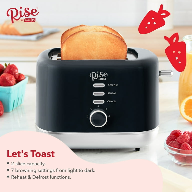 Rise By Dash Plastic Black 2 Slot Toaster 7.4 In. H X 7.2 In. W X 11.1 In.  D : Target