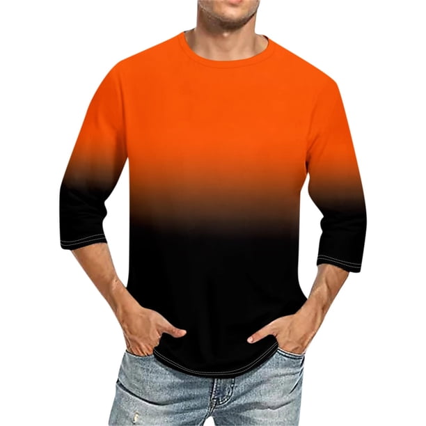 Camisas de Manga Larga para Hombres Imprimir Casual Cuello Redondo Blusa de Manga Corta, Camisas de Lino para Hombres