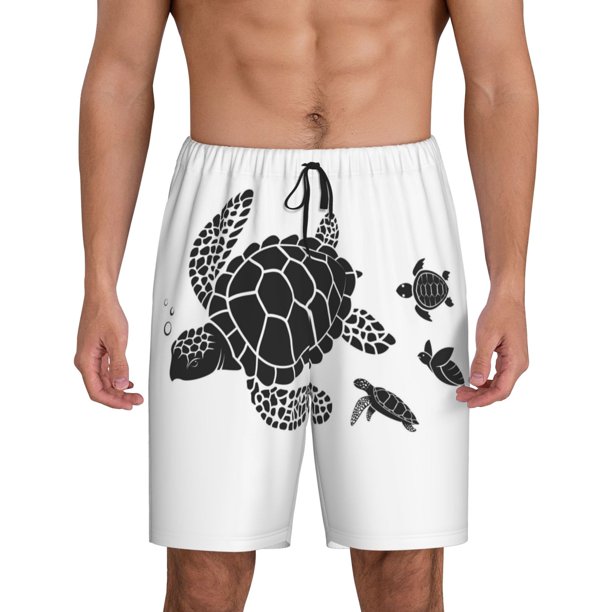 Fotbe Family Of Sea Turtles Pantalones Cortos de Pijama para Hombre, Ropa de Dormir, Pantalones de Pijama Cortos para Hombre-Small