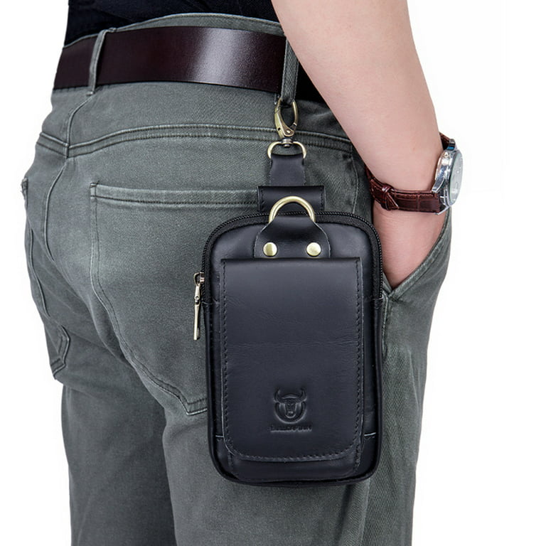 Men Vintage Leather Belt Bag Travel Cell Phone Purse Wallet Waist Bag Fanny  Pack 