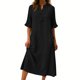 thumbnail image 2 of TaTaai Ladies V-Neck Ruffle Half Sleeve Solid Color Long Dress Button Down Design with Pockets Fashion Casual Comfortable Dress for Women Gift, 2 of 6