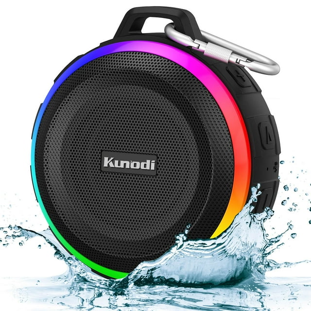 Altavoz de ducha Bluetooth Kunodi IPX7 resistente al agua con luces
