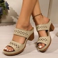 thumbnail image 2 of Womens Sandals Dressy Chunky Heeled Sandals Pour Femmes Slip On Gold Sandals Open Toe Block Heels, 2 of 8