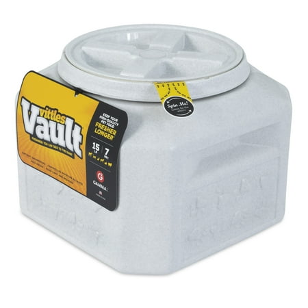 Gamma2 Vittles Vault Outback Pawprint Plastic Pet Food Storage Container, Grey, 15 Pound Capacity