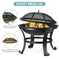 thumbnail image 3 of WDZS22 Inches Portable Fire Pit Outdoor Wood Burning Steel Lightweight BBQ Grill Firepit Bowl with Log Grate&Poker for Outside Patio Campfire Bonfire Backyard, 3 of 9
