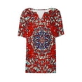 thumbnail image 6 of Ruimatai Women's Casual V-Neck Printed Button-Down Blouse Loose Fit Short Sleeve Tops Comfortable Fashionable Tunic for Daily Wear, 6 of 7