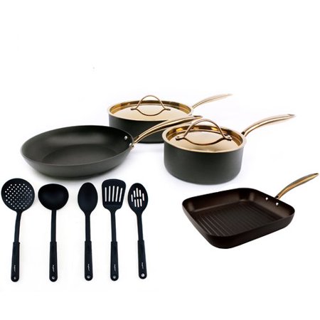 berghoff ouro stainless steel 11 piece cookware set with rose gold handle berghoff ouro stainless steel 11 piece cookware set with rose gold handle