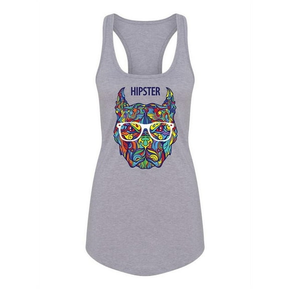 Colorful Hipster Pitbull. Tank Women -Image by Shutterstock, Female Small