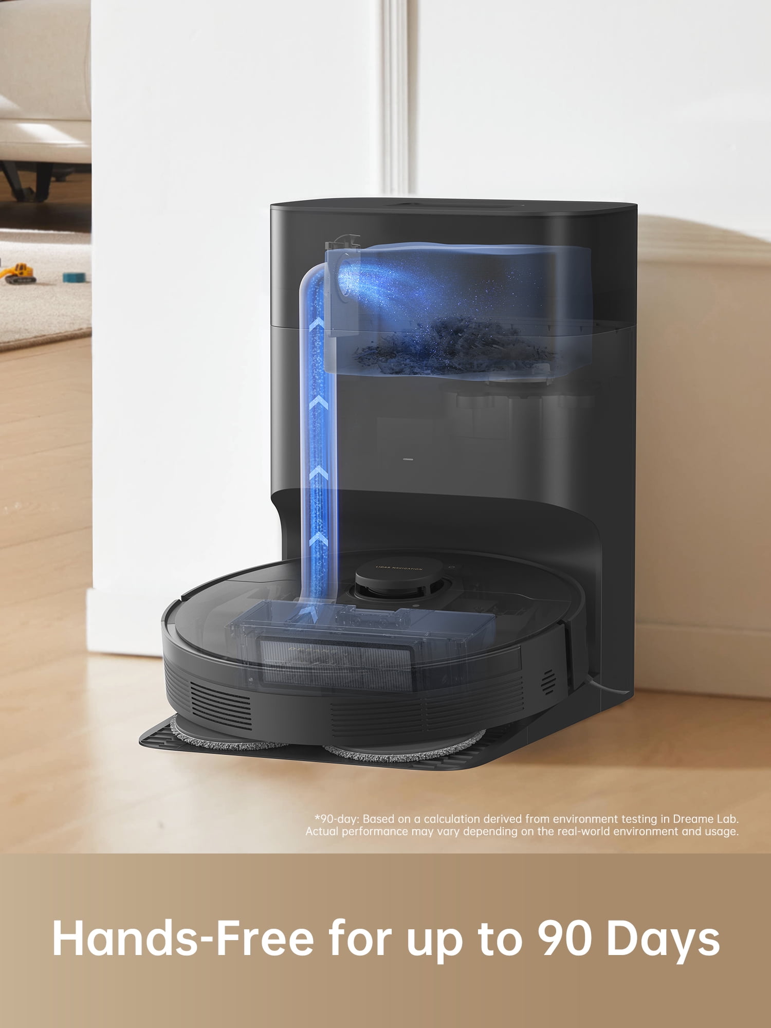 DREAME L10s Plus Self-Empty Robot Vacuum and Mop Combo, Hands-Free up to 90-Days of Dust, 7000Pa Suction, DuoScrub Mopping, 7mm Auto Lifting Mop, Auto-Empty Ideal for Pet Hair, Hard Floor and Carpet