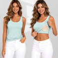 thumbnail image 2 of WEIWEN Womens Tank Tops with Built in Bras Camisole Tops for Women for Under Clothes Summer Running Workout Athletic Cami Shirts Women's Clothing Light Green, XXL, 2 of 4
