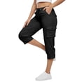 thumbnail image 2 of HKYNLAG Cargo Capris for Women Petite Pull On Casual Capri Pants Dressy Lightweight Ladies Baggy Cropped Pants for Hiking Black L, 2 of 5