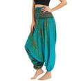 thumbnail image 3 of Previn Women's Yoga Pants Boho Bohemian High Waisted Baggy Stretch Boho Comfy Beach Dance Loose Harem Pants Casual Pants Green One Size, 3 of 4