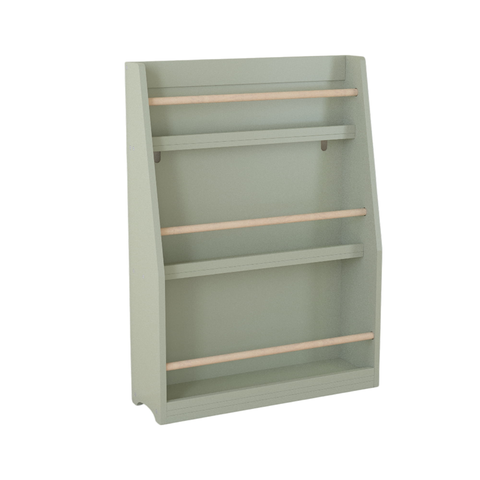 Miniyam 3-Tier Wooden Bookshelf with Toy Storage for Kid, Sage