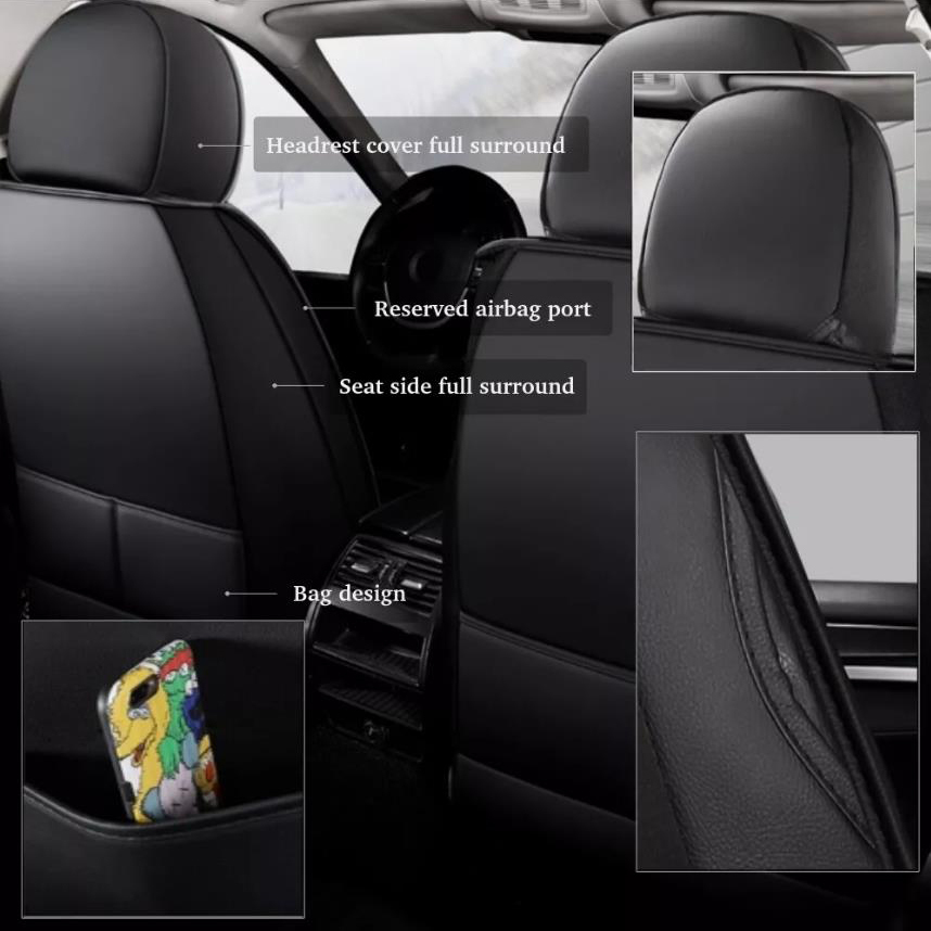 WRWolf Seat Covers for Car Full Set Fit for Ford Ranger 2019-2024 2025(Not Fit Raptor) Automotive Leather Seat Cushion Breathable Waterproof Seat Protectors (5 Seats,Black& Grey)