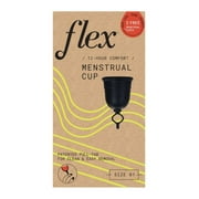 FLEX Menstrual Cup - Free 2 Disposable Disc Period Set - Wash Bag - Soft Silicone - Reusable Cups - Cleaner Removal - For Women with Heavy or Sensitive Flow - Small Size - Slim Model