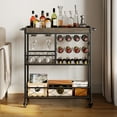 thumbnail image 6 of Bar Cart for The Home, 3 Tier Rolling Serving Cart on Lockable Wheels, Beverage cart with Removable Top Tray, Gray, 6 of 7