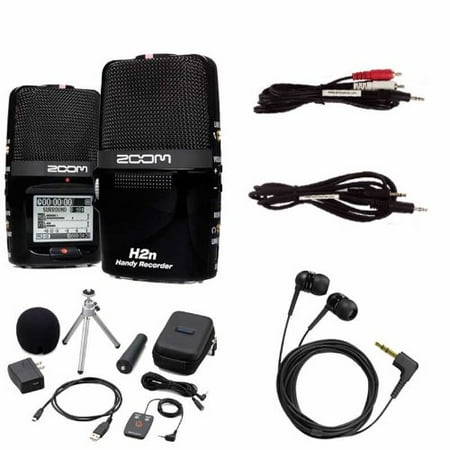 Zoom H2n Handy Handheld Digital Multitrack Recorder Bundle with APH_2n Accessory Pack, Earbuds, 1_8_Inch_to_RCA Cable, and