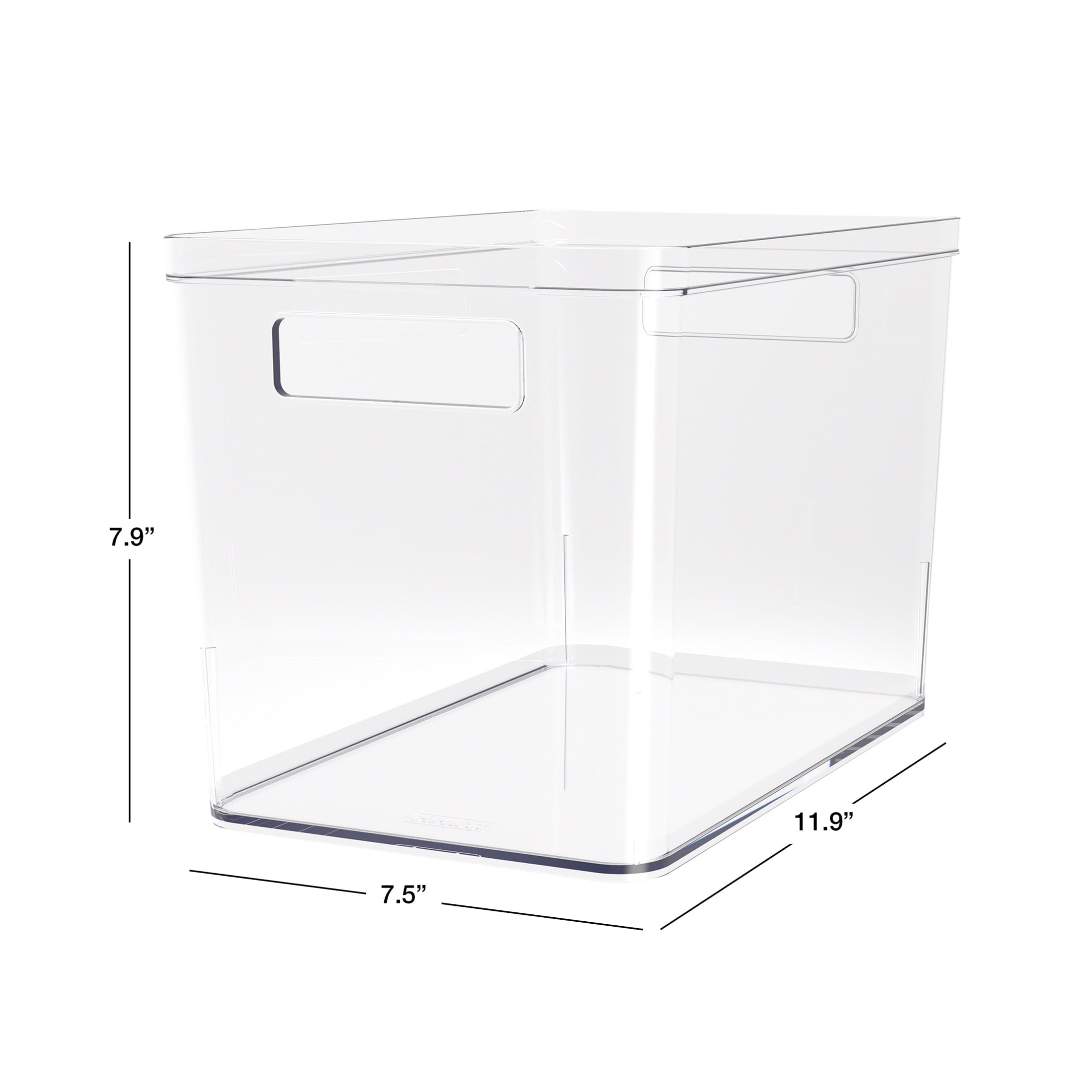 Mainstays Large Deep Clear Plastic Pantry Storage Bin Organizer, Kitchen Cabinet, Fridge, Shelf and Countertop Storage Container for Pantry Organization, 12" x 7.5" x 8"