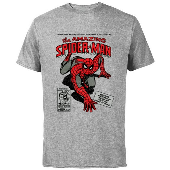 Marvel Spider-Man Retro Comic - Short Sleeve Cotton T-Shirt for Adults -Customized-Athletic Heather