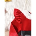 thumbnail image 6 of ENFLASH Infant Baby Girl Christmas Outfit Santa Romper Dress Long Sleeve Furry Trim Velvet Xmas Princess Dresses Hat Set Clothes, 6 of 8