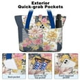 thumbnail image 2 of Tote Bag for Women - Pioneer Flower Shoulder Bag - Large Utility Work Duffle Bag with Zipper Handbag for Travel, Work, Sprots, 2 of 5