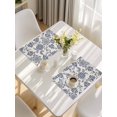 thumbnail image 5 of Navy Blue Flowers Placemats Set of 4, Retro Ethnic Floral Pastoral Art Placemats for Dining Table, Place Mats for Kitchen Tabletop, Waterproof Wipeable Dining Table Mats Set, 5 of 9
