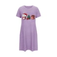 thumbnail image 2 of Camisón corto de talla grande para mujer, camisón de manga corta con estampado de pecho a la moda, camisón para mujer, 2 of 5