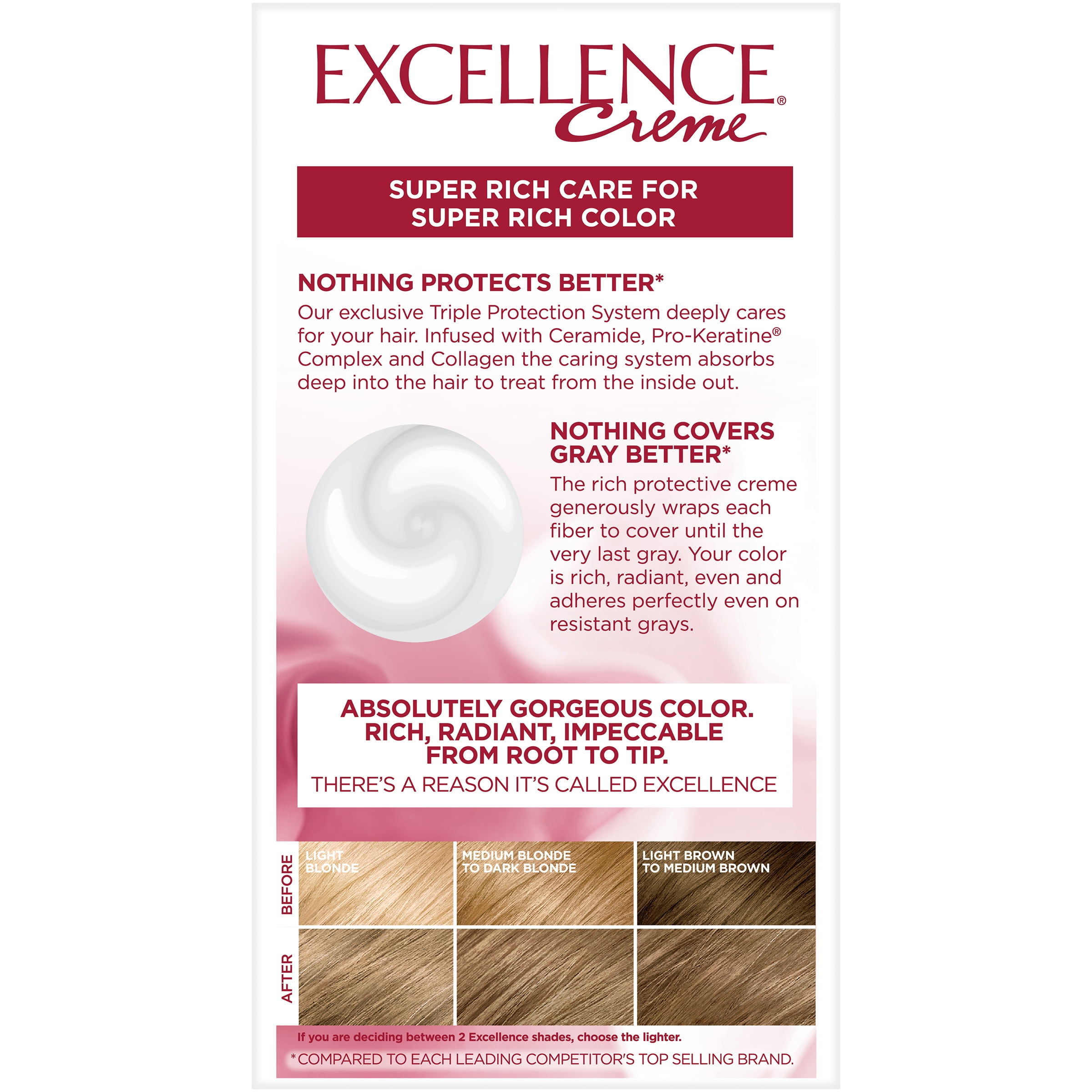4 Pack - L'Oreal Excellence Triple Protection Permanent Hair Color Creme Dark Blonde [7] 1 ea