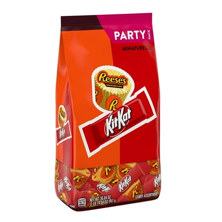 KIT KAT and REESE'S Miniatures Assorted Milk Chocolate Candy Party Pack, 30.04 oz