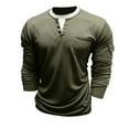 thumbnail image 5 of Henley Shirts for Men Long Sleeve Lightweight Casual Basic Tee Crewneck Soft T-Shirt Big and Tall with Pocket Army Green S, 5 of 8