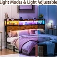 thumbnail image 2 of Akaber King Size 2 Tier Storage Headboard, Modern Headboard with 4 Outlets, 4 USB Ports, and LED Light, Brown, 2 of 6