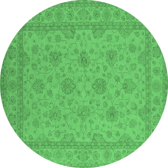 Ahgly Company Indoor Round Oriental Emerald Green Industrial Area Rugs, 8' Round