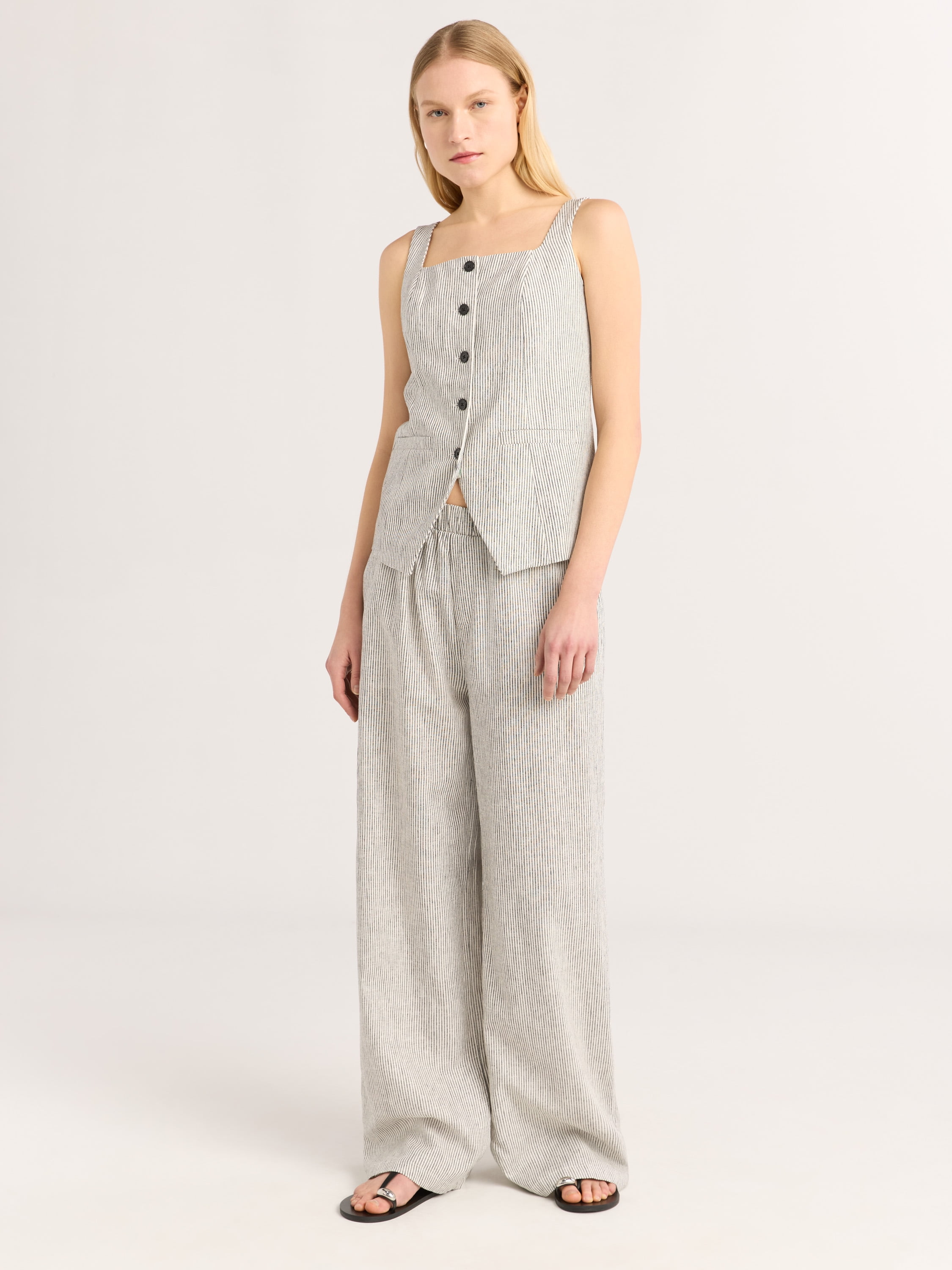 Scoop Women's Linen Blend Wide Leg Pants, 32" Inseam, Sizes XS-4X