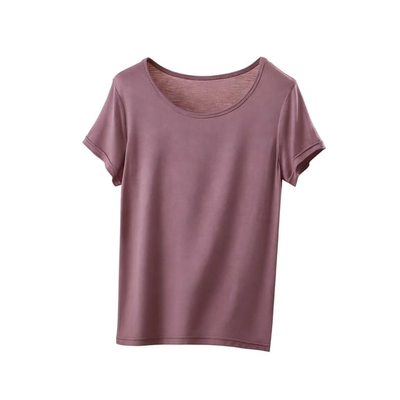 hlysgo Sleep Shirts for Women Pajama Tops Round Neck Solid Color Sleeping Top Cozy Comfort Shirts Silver,2xL