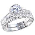 thumbnail image 2 of Newshe 2CT Wedding Engagement Ring Set For Women - Sterling Silver Round AAAAA CZ, Sizable 2 of 6