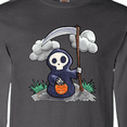 thumbnail image 4 of Inktastic Halloween Trick or Treating Cute Grim Reaper Long Sleeve T-Shirt, 4 of 5