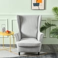 thumbnail image 3 of Eurhowing Stretch Wingback Chair Slipcover, 2-Piece Jacquard Armchair Cover with Cushion Cover, Washable Non-Slip Wingchair Protector for Living Room Bedroom, Light Gray, 3 of 8