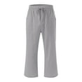 thumbnail image 4 of Men's Solid Color Cotton Pants - Mid Waist, Drawstring, Four Pockets, Regular Fit for Casual/Training, All Seasons, 4 of 4