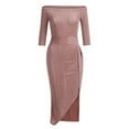 thumbnail image 4 of New Years Eve Dresses For Women Temperament One Neck Slit Pencil Hot Wedding Dress, 4 of 5