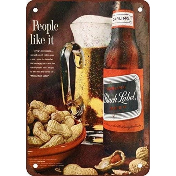 1963 Carling Black Label Beer Vintage Look Reproduction Metal Tin Sign 8X12 Inches