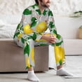 thumbnail image 5 of Salouo Lemon1 Print Button-Front Long Sleeve Pajama Set for Men, Soft 2Pjs Men's Long Sleeve Sleepwear -Large, 5 of 7