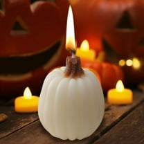 Thanksgiving Pumpkin Shaped Candles Cute Little Autumn Pumpkin Decorations Fall Scented Soy Wax Candles Halloween Thanksgiving Candle Gift（White）