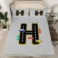 thumbnail image 2 of Manfei Boys Personalized Gifts Twin Sheet Sets,Pink Black Letter H Twin Fitted Sheet,Cartoon Toy Car Flat Sheet For Boys Kids,Lightweight Room Decoration,3pcs, 2 of 7