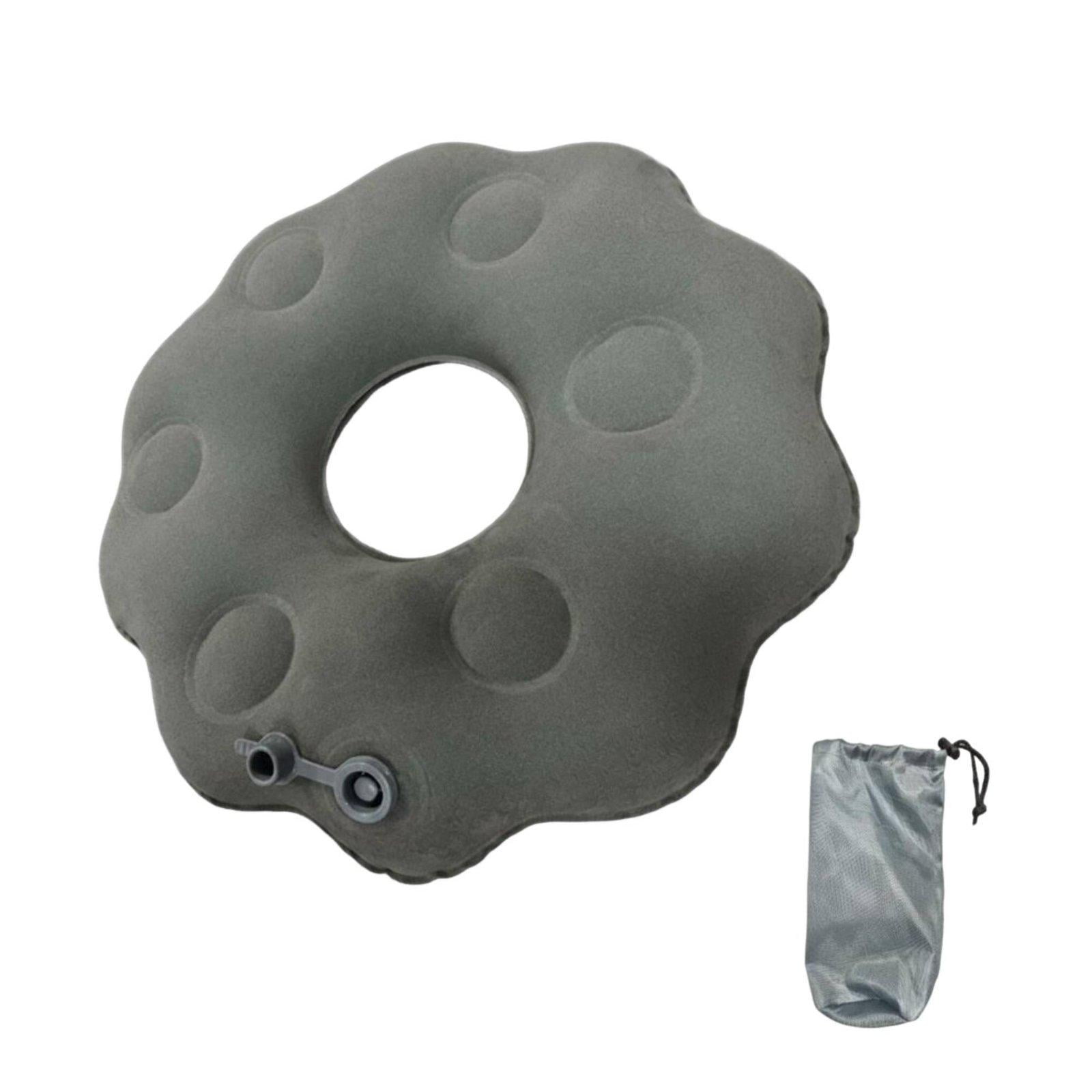 Wswqop Flower Shaped Seat Cushion Adjustable Firmness Inflatable Donut Cushion for Car Gray Spring Nozzle W Bag