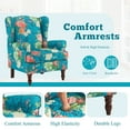 thumbnail image 5 of Erommy  Wing back Arm Chair, Upholstered Fabric High Back Chair with Wood Legs Teal Flower Wood Finish N/A Americana, Modern & Contemporary, 5 of 5