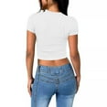 thumbnail image 4 of Mittory Womens Tops Trendy Basic Crew Neck Short Sleeve T Shirt Slim Fit Cute Crop Top Shirts Casual Summer Clothes, 4 of 7