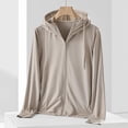 thumbnail image 2 of Hueook Womens Jackets Fall Woman Casual Solid Sports Hooded Long Sleeve Zipper Sun-proof High Elastic Brown 4X, 2 of 5